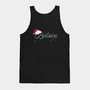 Pretty BELIEVE with Santa Hat Holiday Christmas Tank Top